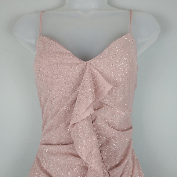 NWT Windsor Size L Mauve Glitter Ruffle Mini Dress - Picture 4 of 9